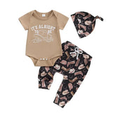 Baby Boy Western Outfit – 3PC Cowboy Romper, Pants & Hat Set (0–12M) - Himpall